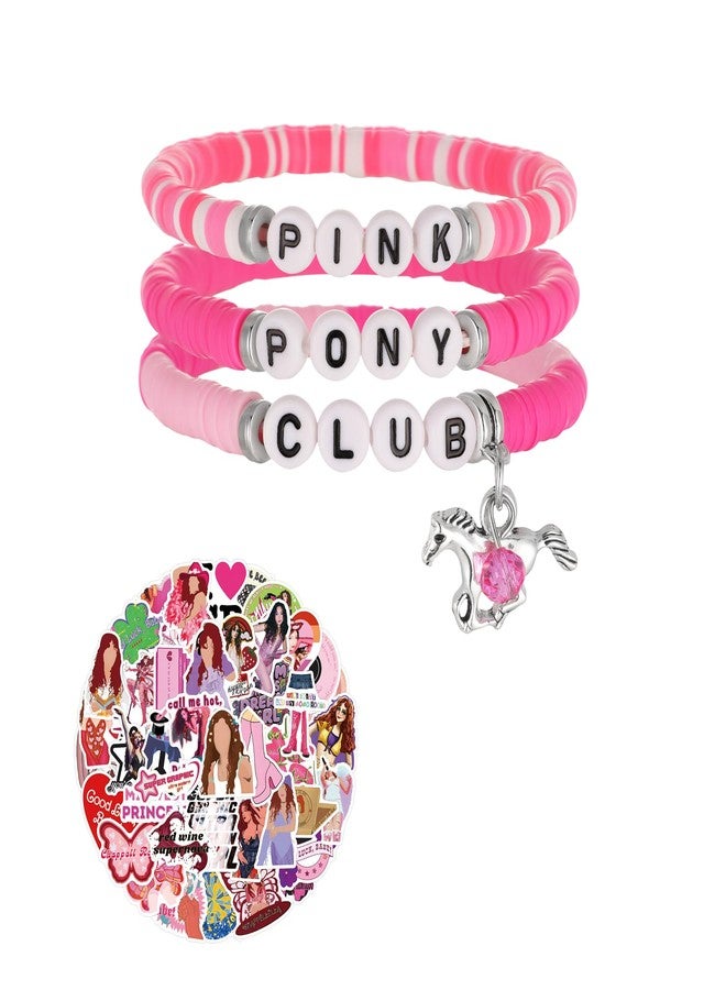 BOTVUG Pink Pony Club Bracelets and 56pcs Seickers Set Pink Pony Club Music Inspired Bracelets Merch Fans Gifts. - Image 1